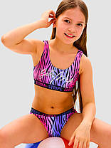 Дитячий підлітковий купальник зебра Fuba 1857 фіолетовий 34 36 38 40 42 розмір, фото 3