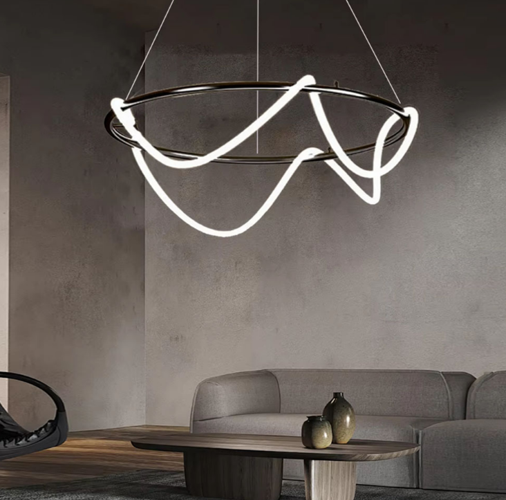 Кільцева чорна люстра з гнучкою LED стрічкою Ø105 см (кільце 80 см) Y 410-800 BK, фото 1