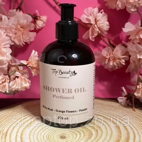 Парфумована олія для душу Top Beauty Shower Oil Rerfumed 275 мл Білий мускус-Квіти апельсина-Пудра