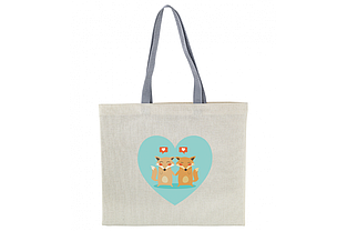 Друк на сумці-шопері 40*35см з сірими ручками (з двох сторін, принт 20*29см)