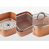 Сковорода-фритюрниця UNIQUE UN-5251 квадратна антипригарна з пароваркою та каструлею + скляна кришка 24 см, фото 8