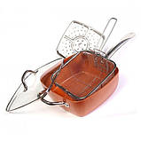 Сковорода-фритюрниця UNIQUE UN-5251 квадратна антипригарна з пароваркою та каструлею + скляна кришка 24 см, фото 10