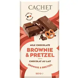 Cachet Milk Chocolate Brownie & Pretzel (31% какао) 180 г – Насолода з нотками солоного кренделя