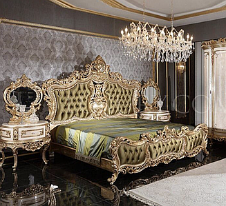 Розкішна біла із золотом класична спальня з шафою 6Д JOSS Флорентіна