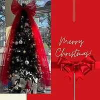 Бант на ялинку різдвяний декоративний 80х200см великий червоний фатин