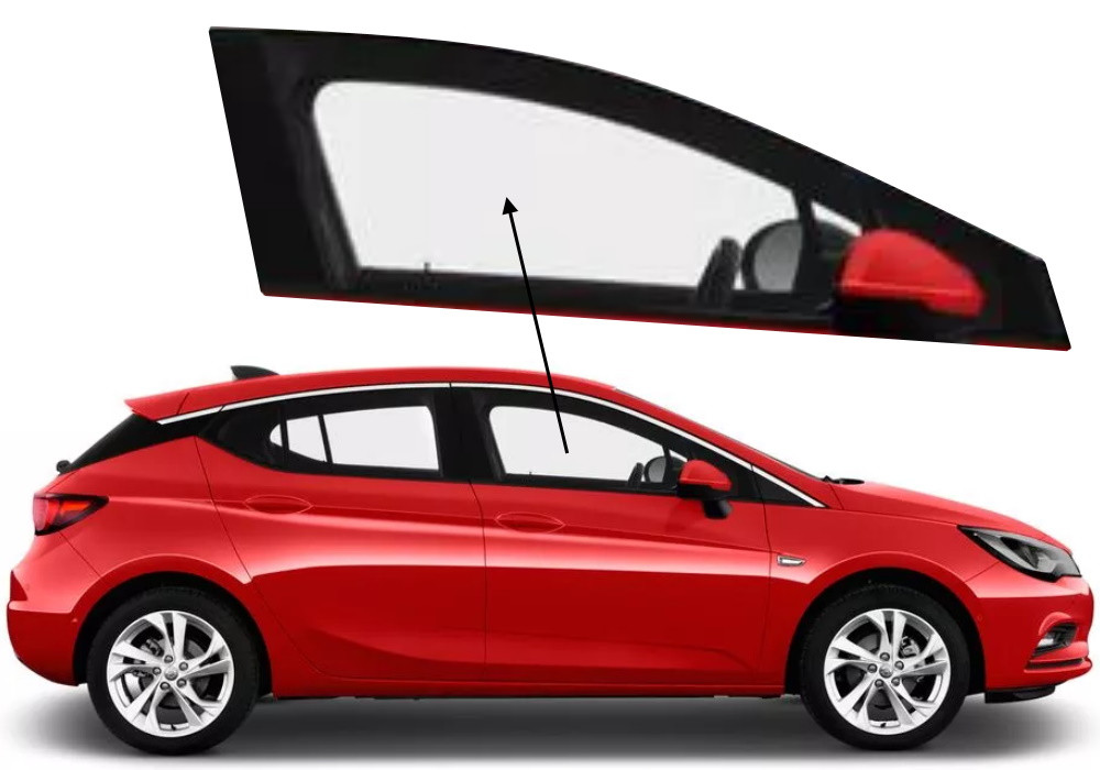 Бічне скло Opel Astra K 2015-2021 передніх дверей праве, фото 1