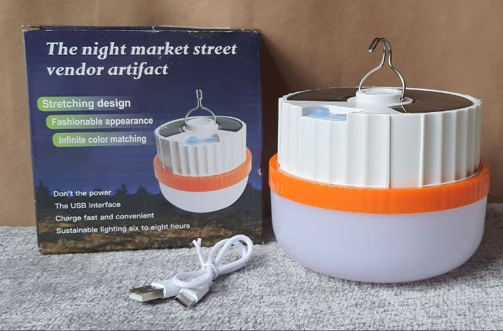 Яскравий кемпінговий ліхтар лампа Ball Buble 6561 вбудована сонячна панель з акумулятором, фото 1