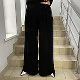 Жіночі чорні штани палаццо широкі розріз Україна, фото 2