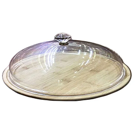 Піднос круглий бамбуковий 300 мм + кришка-купол Helios 7310/кр