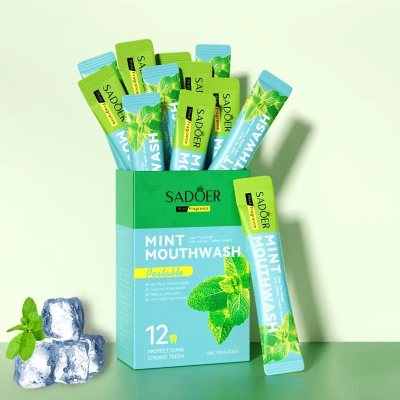 Набір ополіскувачів для ротової порожнини зі смаком ментолу Sadoer Mint Mouthwash, 10 мл * 20 шт, фото 1