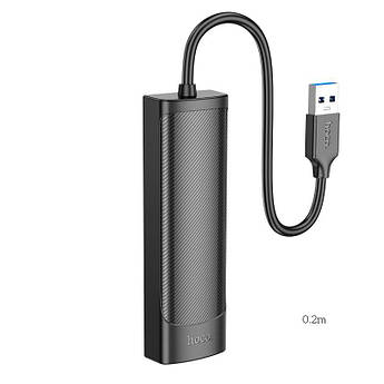 Хаб Hoco USB to (3*USB3.0 + Ethernet 1000 Мбит/с RJ45) кабель 0,2м адаптер HB42