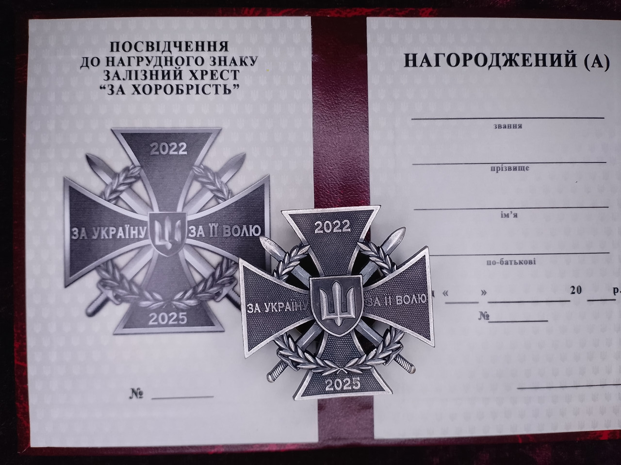 Нагрудный знак Железный Крест За Храбрость 2022-2025, цена: 1500