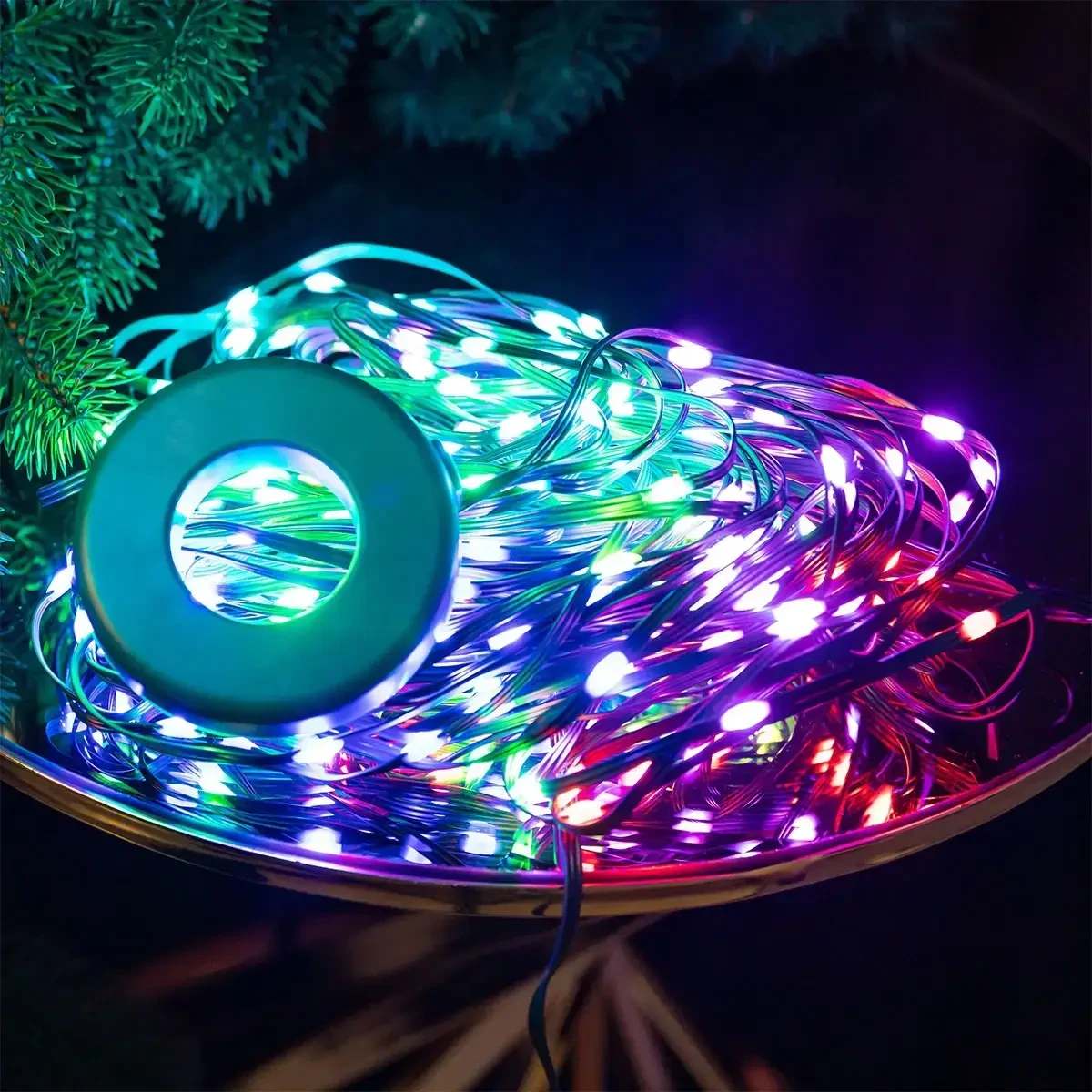 Смарт гірлянда з кільцем на ялинку 2.5м 250 LED управління телефоном, розумна підсвітка з пультом USB, фото 1