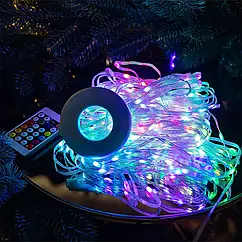 Гірлянда з кільцем на ялинку 2 метри Smart 200 led керування телефоном та пульт USB білий дріт GarlandoPro Lugi