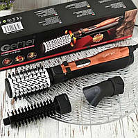 Професійний фен стайлер браш Gemei gm-4828 3 в 1 з насадками та обертанням, щітка гребінець для сушіння, укладання волосся