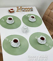 1 шт. сервірувальна підставка під гаряче кругла 38х38 см, світло зелений колір.