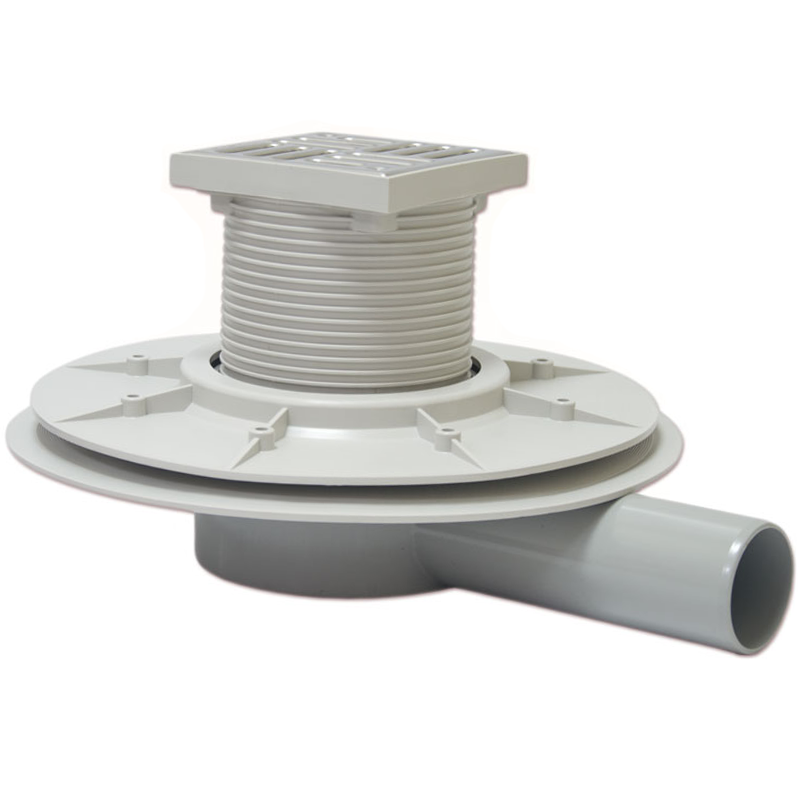 Трап горизонтальний з фланцем та «сухим затвором» (кулька) INOX 100х100 мм випуск 50 мм REDI EAS15AI, фото 1