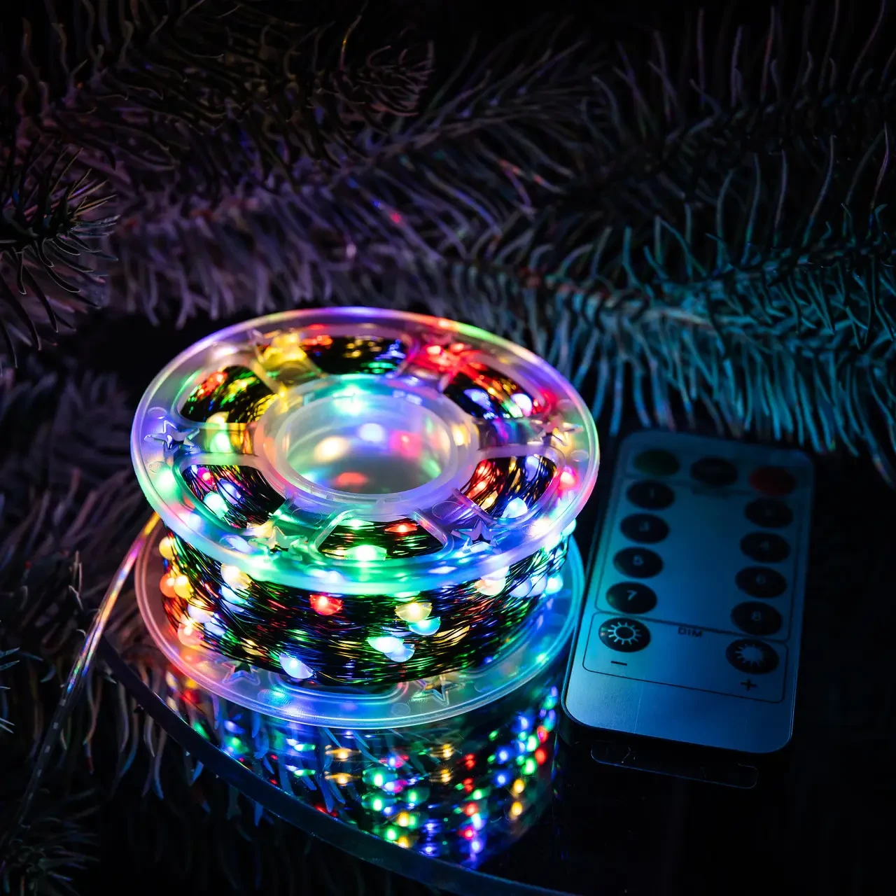 LED гірлянда Роса на пульті 50м 500 діодів мультиколор зелений дріт, світлодіодна нитка райдужні вогники декор, фото 1