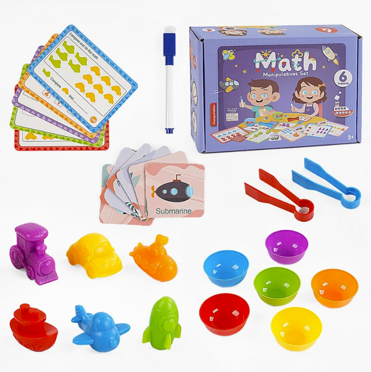 Логічна математична гра-сортер 2188-43 з картками, маркером і фігурками, 3+.