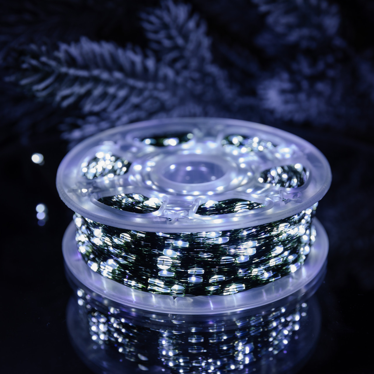 LED гірлянда Роса з пультом 50м 500 діодів біла зелений дріт, світлодіодна нитка крапля для прикраси, фото 1