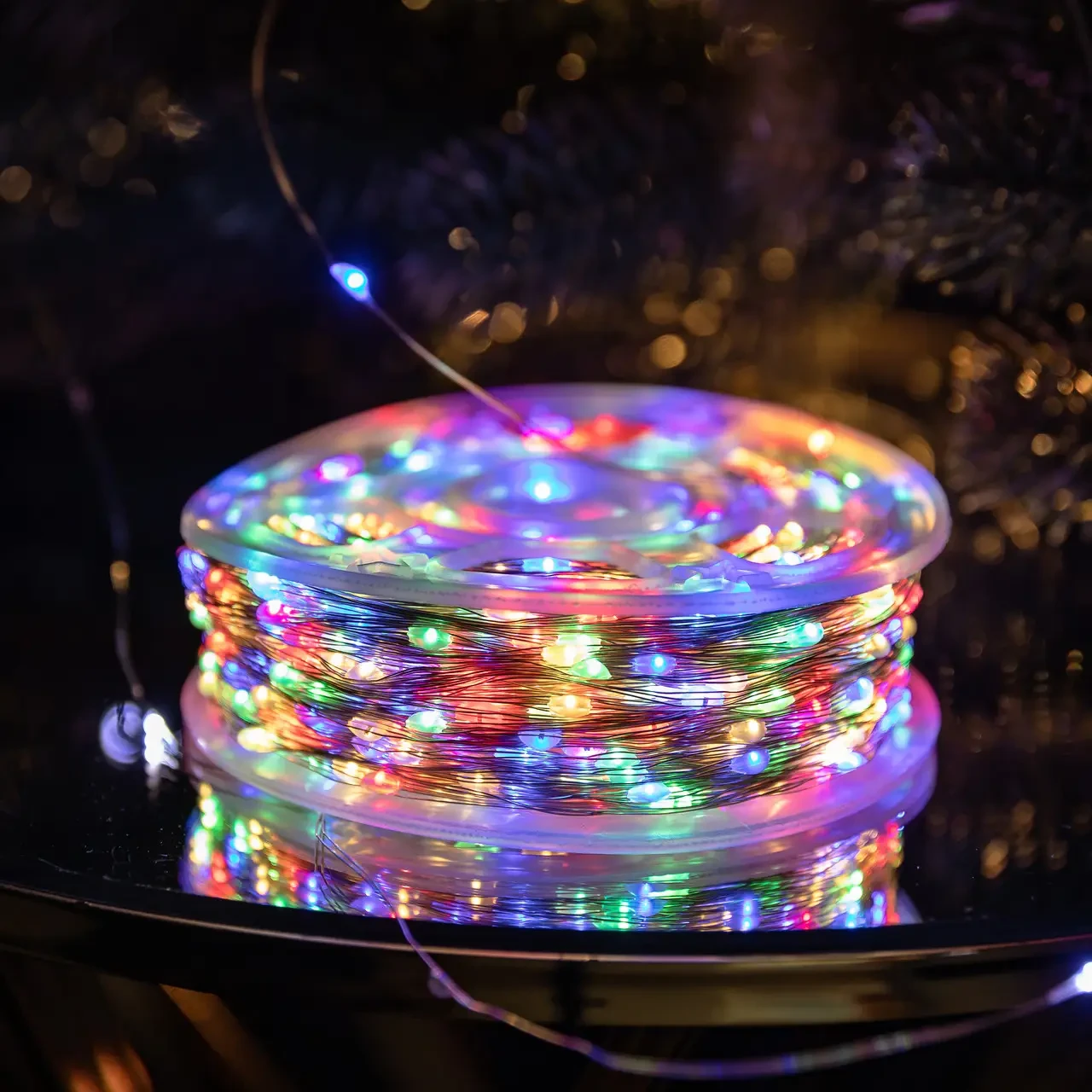 Гірлянда Роса з пультом 100м 1000 LED мультиколор білий дріт, світлодіодна нитка крапля декоративні вогники, фото 1