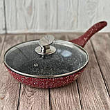 Набір каструль та сковорода з кришками Higher Kitchen Набір посуду з гранітним антипригарним покриттям 12 предметів Червоний, фото 7