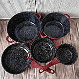 Набір каструль та сковорода з кришками Higher Kitchen Набір посуду з гранітним антипригарним покриттям 12 предметів Червоний, фото 10