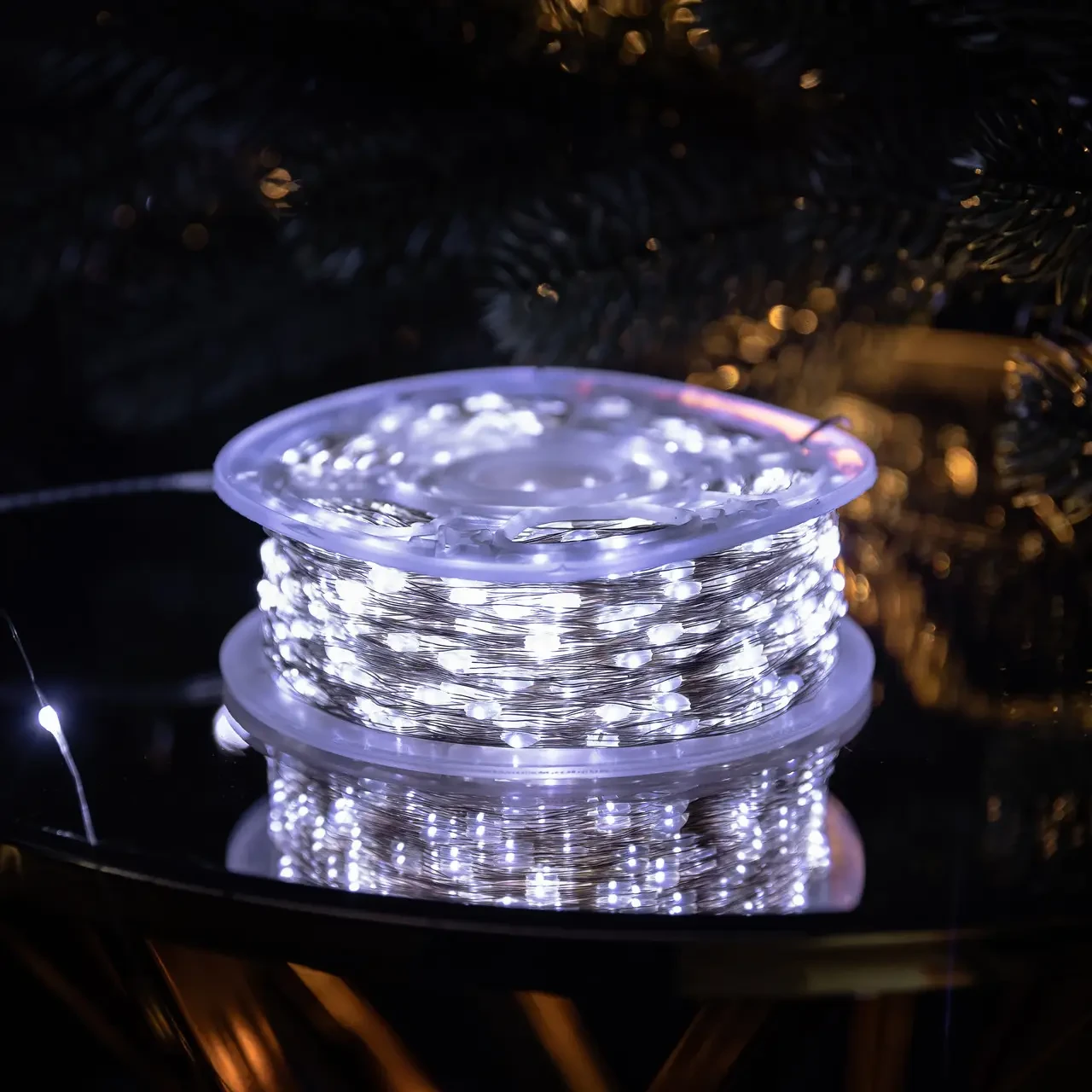 Гірлянда роса на пульті 100 метрів на 1000 led світлодіодів крапля на білому дроті біла GarlandoPro Lugi, фото 1