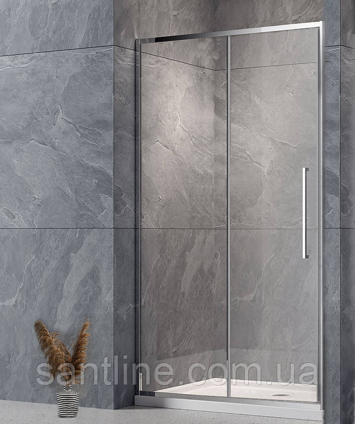 Душові двері в нішу 140х190 см Dusel DSL191 Chrome розсувні скло прозоре 6 мм, фото 1