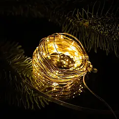 Гірлянда роса 10 метрів USB на 100 led світлодіодів крапля на білому дроті жовта GarlandoPro Lugi