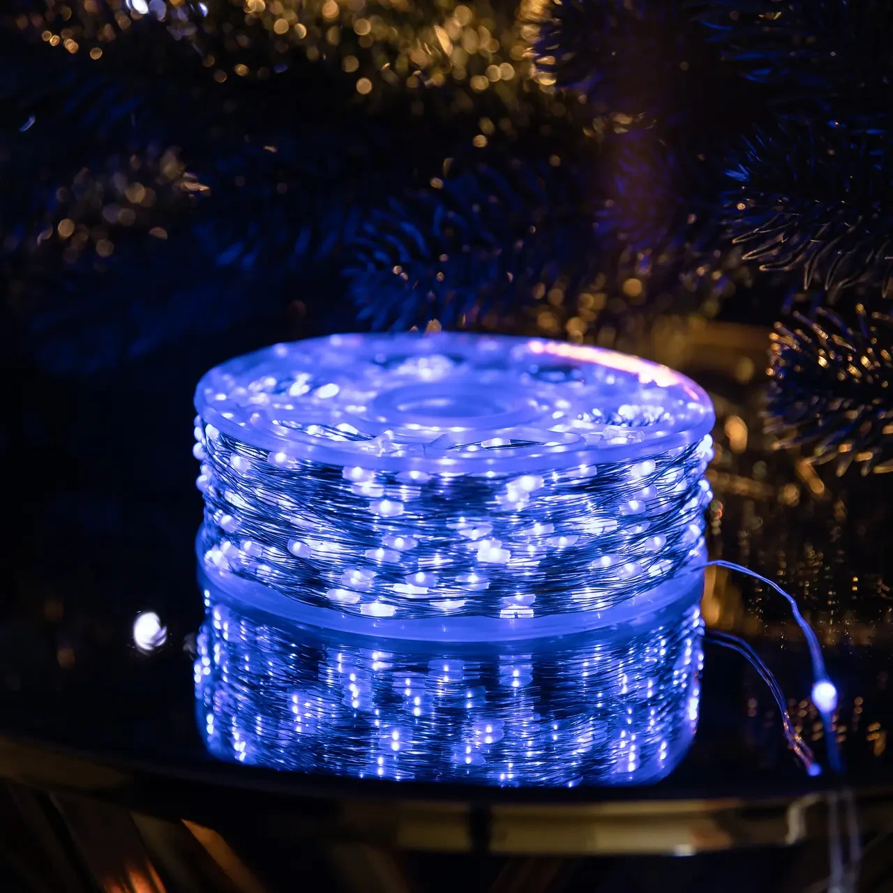 Гірлянда Роса з пультом 200м 2000 LED синя на білому дроті, світлодіодна нитка крапля великий декор, фото 1