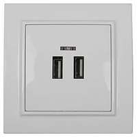 Розетка USB 2 порти ElectroHouse 2A Біла Enzo EH-5320