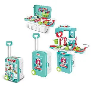 Ігровий набір лікаря 2 в 1, трансформується в медичний столик, медичне приладдя, муляжі ліків, знімний кошик