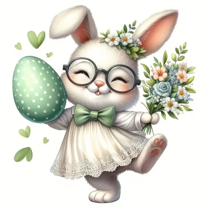 Термо вінілові наклейки «Великодній щаслива зайчик» - термостійкі наклейки на футболки, сумку, фото 1