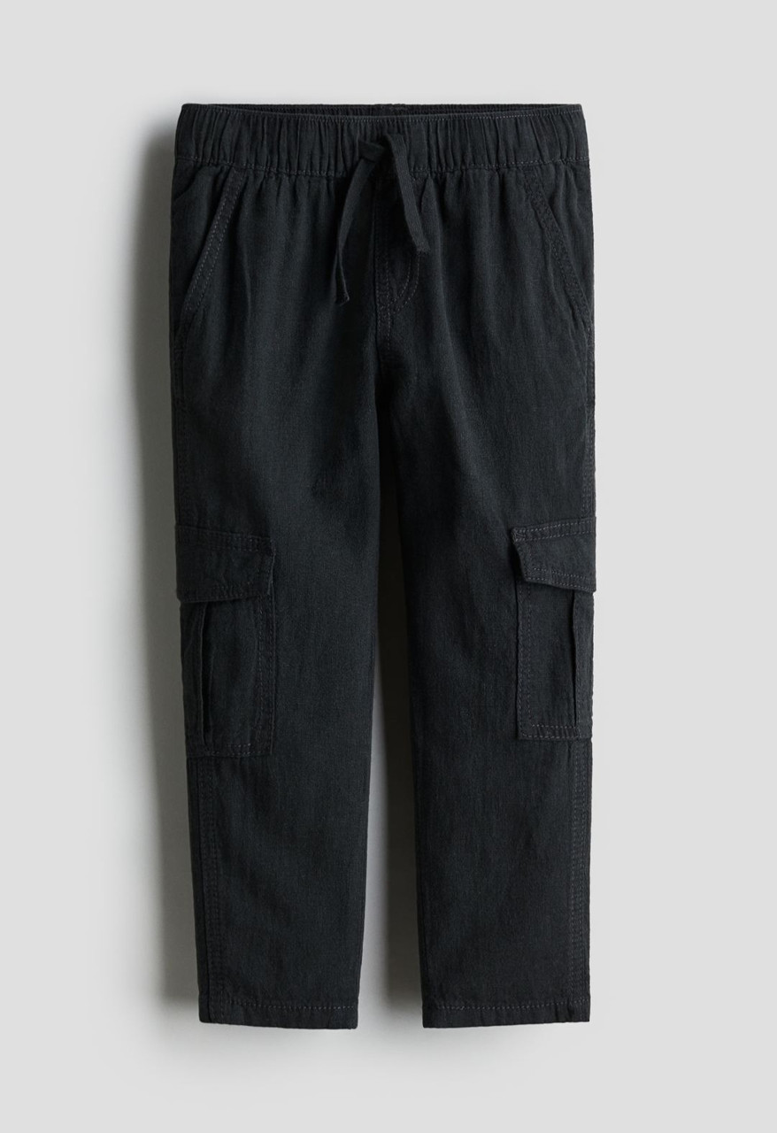 Штани карго із сумішевого льону чорний H&M 122см, фото 1