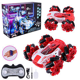 Трюкова машинка на радіокеруванні з парою, музикою та браслетом червона