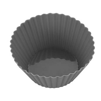 Силіконові форми для випічки мафінів та кексів, набір 10 шт, різні фігури, бірюзові – термостійкі, не прилипає, для духовки, мікро Сірий, Кругла