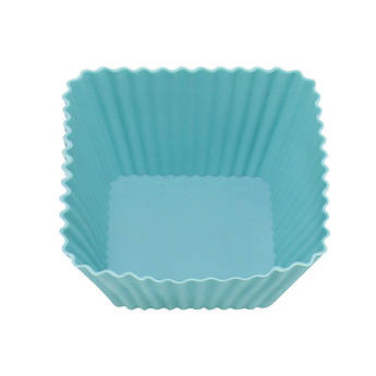 Силіконові форми для випічки мафінів та кексів, набір 10 шт, різні фігури, бірюзові – термостійкі, не прилипає, для духовки, мікро Бірюзовий, Квадратна