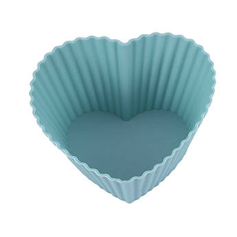 Силіконові форми для випічки мафінів та кексів, набір 10 шт, різні фігури, бірюзові – термостійкі, не прилипає, для духовки, мікро Бірюзовий, Сердечко
