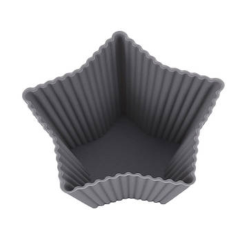 Силіконові форми для випічки мафінів та кексів, набір 10 шт, різні фігури, бірюзові – термостійкі, не прилипає, для духовки, мікро Сірий, Зірочка