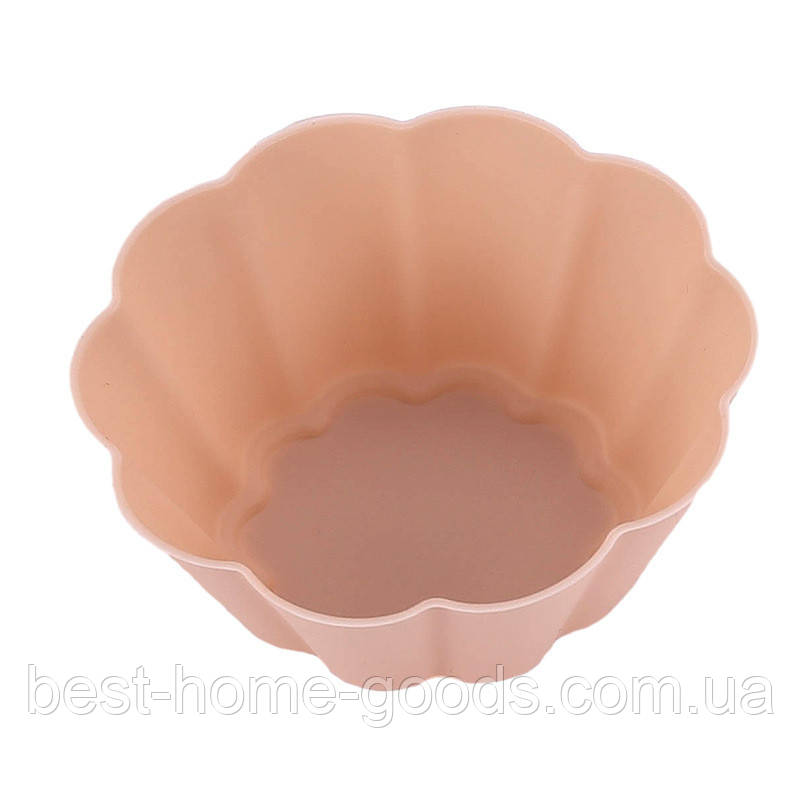 Силіконові форми для випічки мафінів та кексів, набір 10 шт, різні фігури, бірюзові – термостійкі, не прилипає, для духовки, мікро Бежевий, Ромашка, фото 1