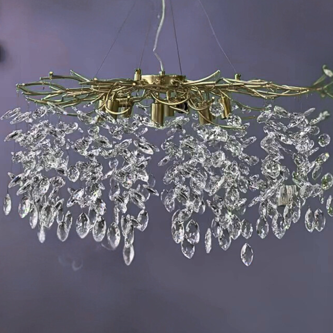Кришталева люстра з підвісками діаметр 80см Linisoln цоколь E14 ламп 12 шт колір Золотистий 1-8020/D800 G, фото 1
