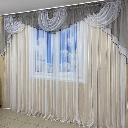 Ламбрекен шифоновий 3-3,5 м №101 сірий, фото 2