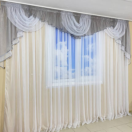 Ламбрекен шифоновий 3-3,5 м №101 сірий, фото 3