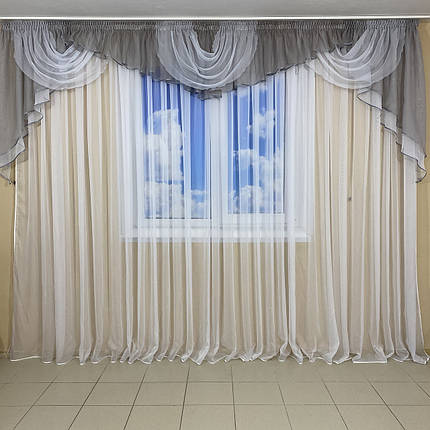 Ламбрекен шифоновий 3-3,5 м №101 сірий, фото 1