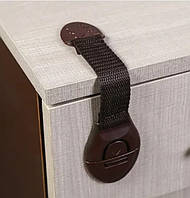 Замок блокиратор "посилений" на меблі від дітей. коричневий