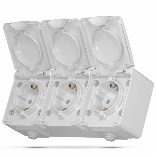 BINERA сірий Розетка зовнішня 3-а із заземленням IP65 Videx, фото 1