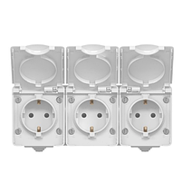 BINERA сірий Розетка зовнішня 3-а із заземленням IP65 Videx, фото 2