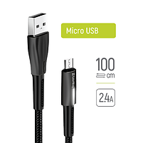 Кабель USB MicroUSB ColorWay CW-CBUM035-BK 2,4A плетений шнур 1м чорний, фото 3