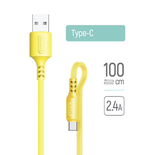 Кабель USB Type-C ColorWay CW-CBUC043-Y 2,4A 1м жовтий, фото 1